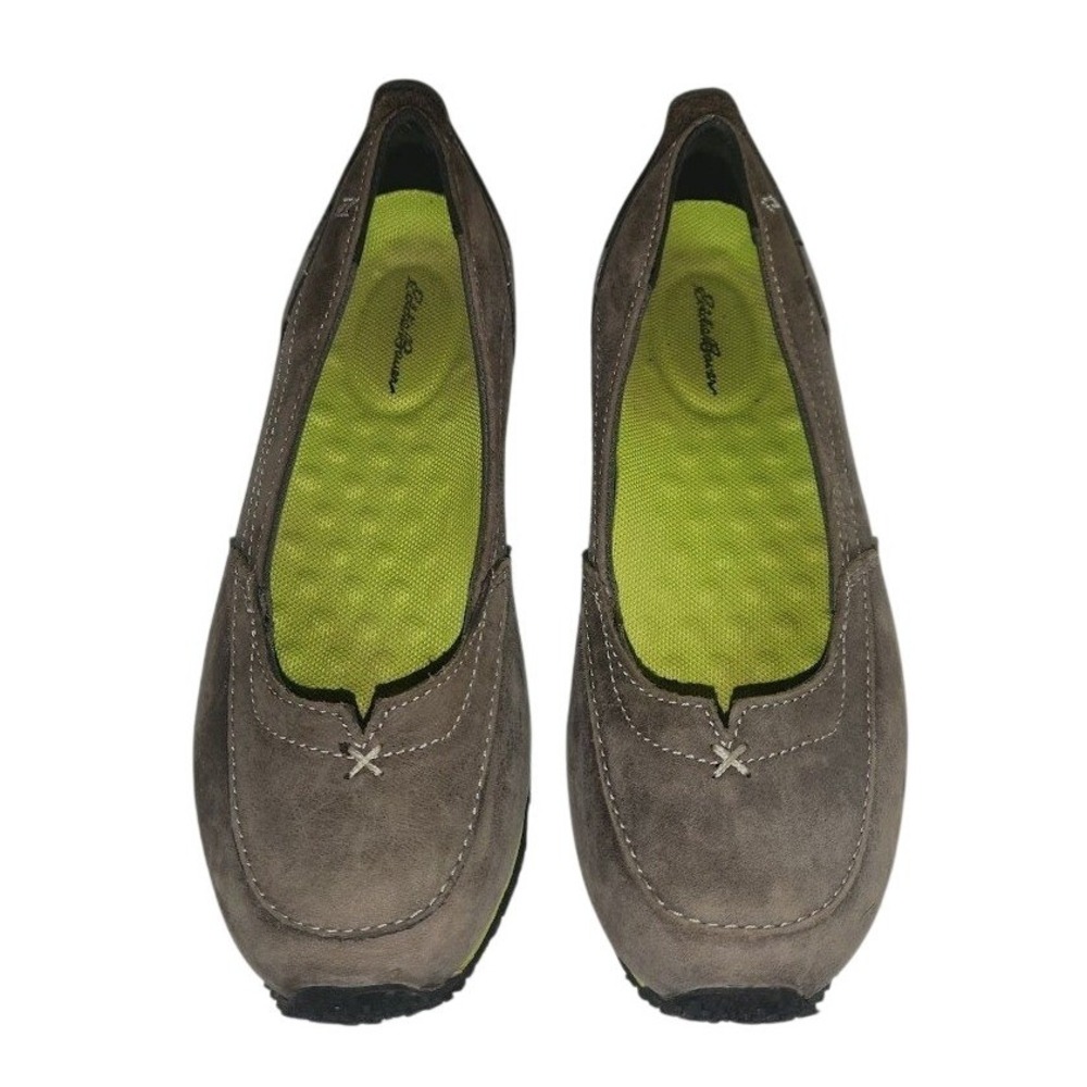 Eddie Bauer Womens 6.5 Brown Suede Slip On Flats Comfort Walking Shoes Taupe